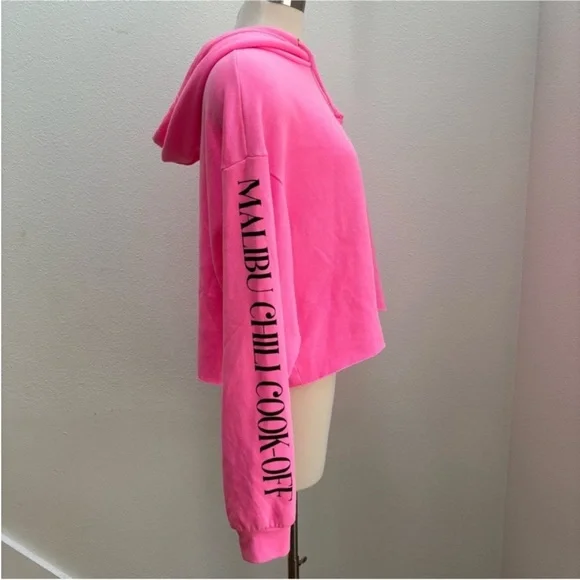 Aviator Nation Cropped Hoodie Rare Malibu Chili Cook Off Neon Pink Size Medium - Picture 4 of 11